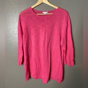 J Jill 1/4 Sleeve Pink Linen and Cotton Knit Top